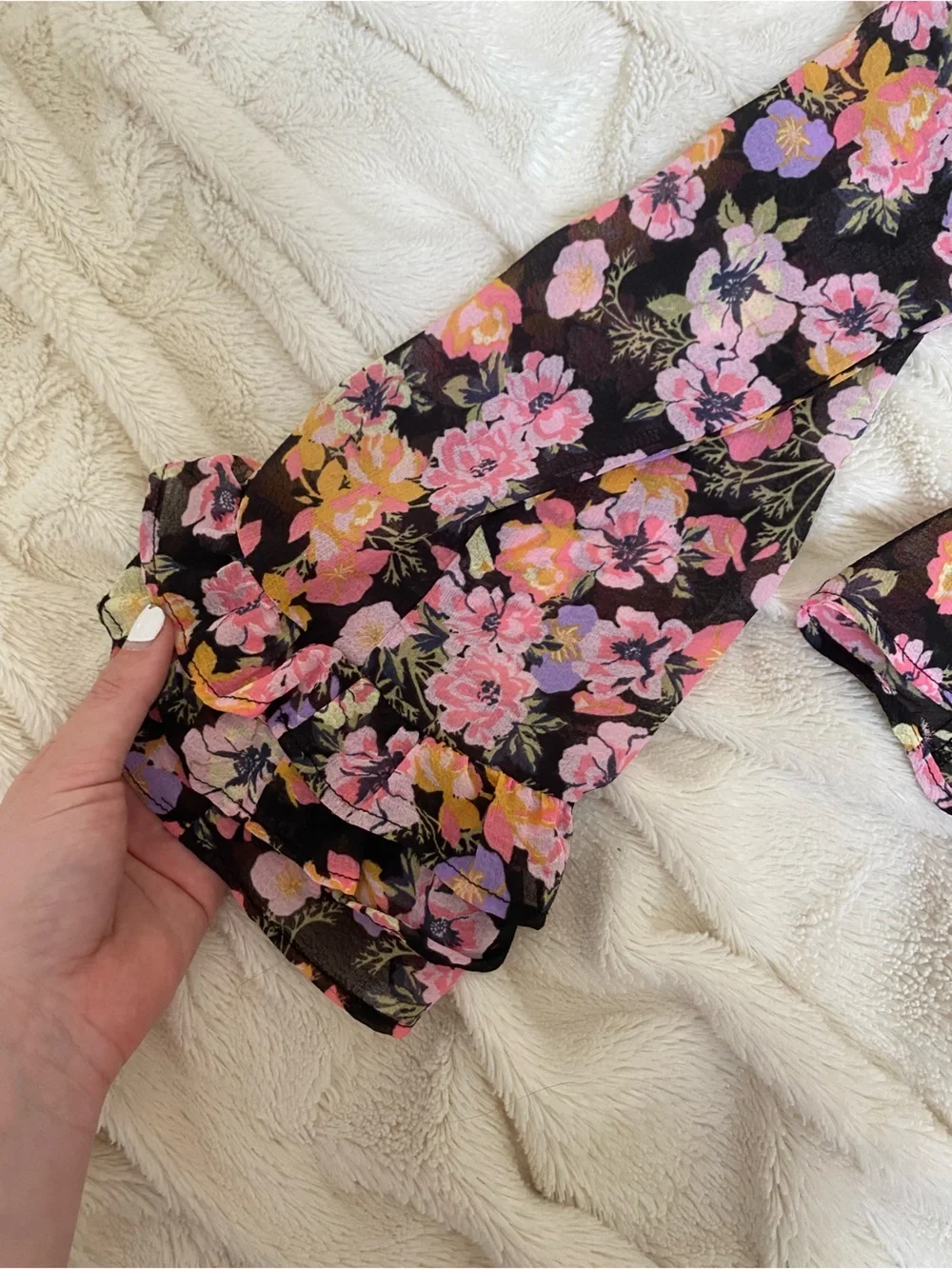Free People Maybel blouse sheer floral pattern tie-front Sz XS